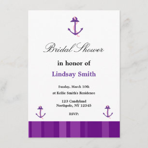 Invitación de Despedida de Soltera Ancla Morada