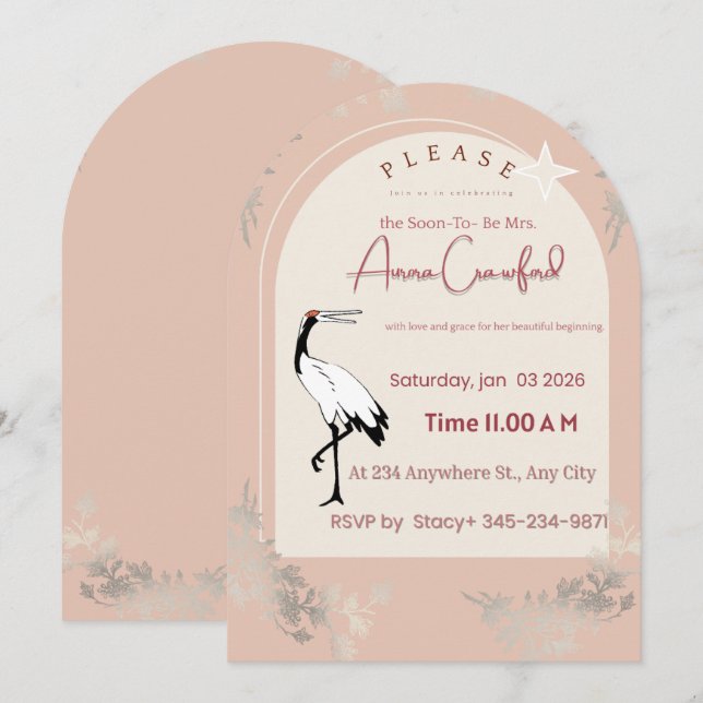 Invitación de Despedida de Soltera Arqueada Boho M (Anverso / Reverso)