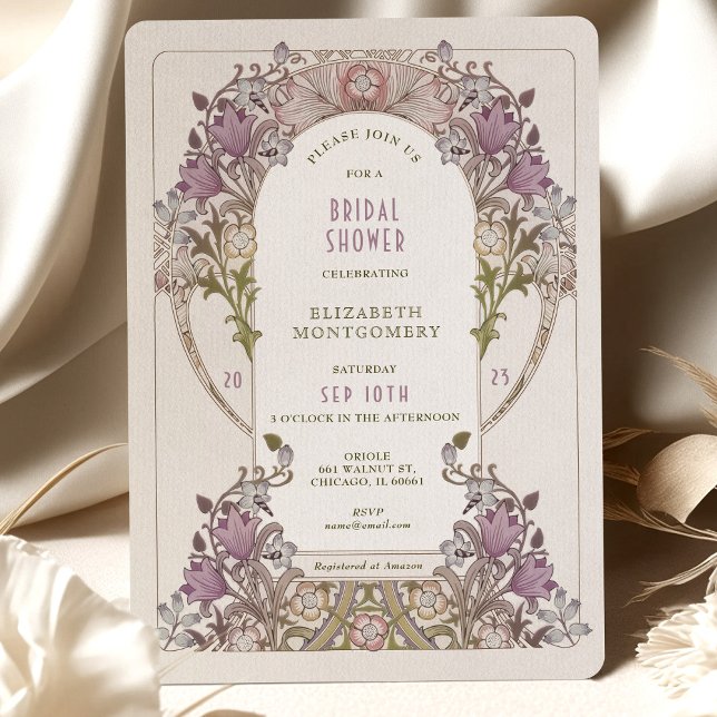 Invitación de Despedida de Soltera Art Nouveau Mor (Subido por el creador)