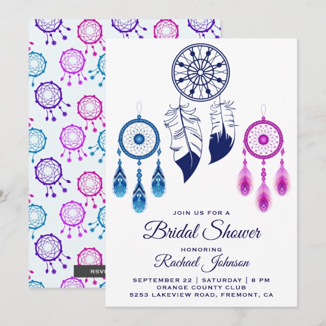 Invitación de Despedida de Soltera Atrapasueños Ro (Anverso / Reverso)