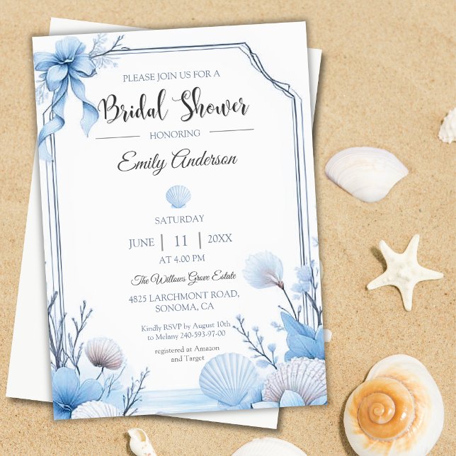 Invitación de Despedida de Soltera Azul Costero |  (Subido por el creador)