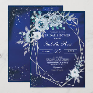 Invitación de Despedida de Soltera Azul Real y Pla