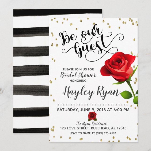 Invitación de Despedida de Soltera Be Our Guest (Anverso / Reverso)