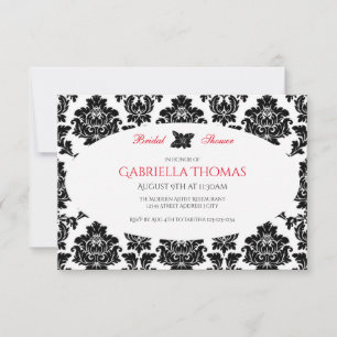 Invitación de Despedida de Soltera Black Damask &