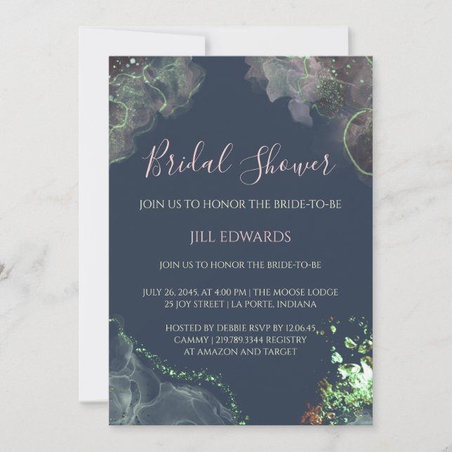 Invitación de Despedida de Soltera Boda Verde Esme (Anverso)