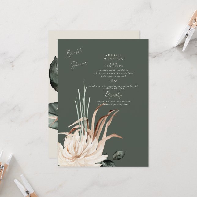 Invitación de Despedida de Soltera Boho de Hierba  (Anverso/Reverso In Situ)