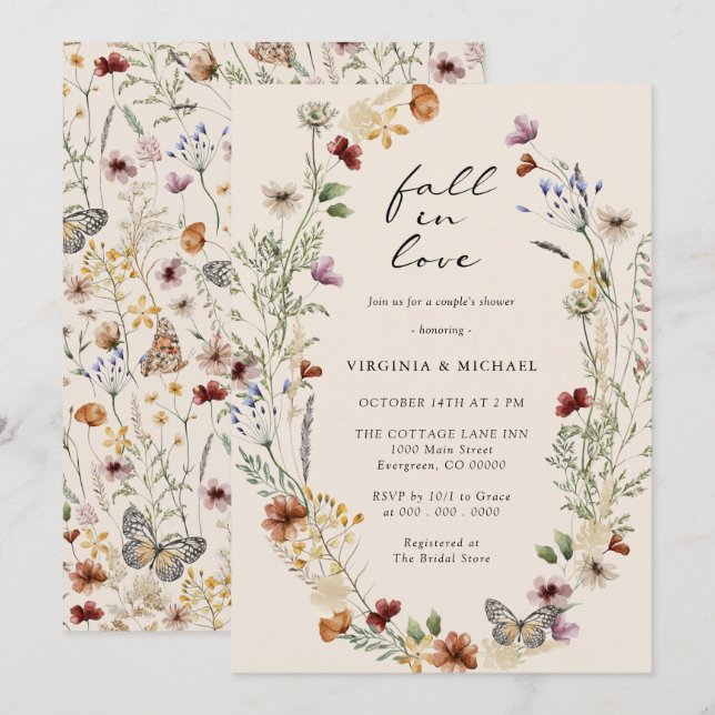 Invitación de Despedida de Soltera Boho de Pareja (Anverso / Reverso)