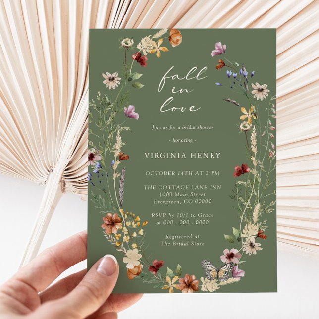 Invitación de Despedida de Soltera Boho Fall In Lo (Fall In Love Boho Bridal Shower Invitation
)