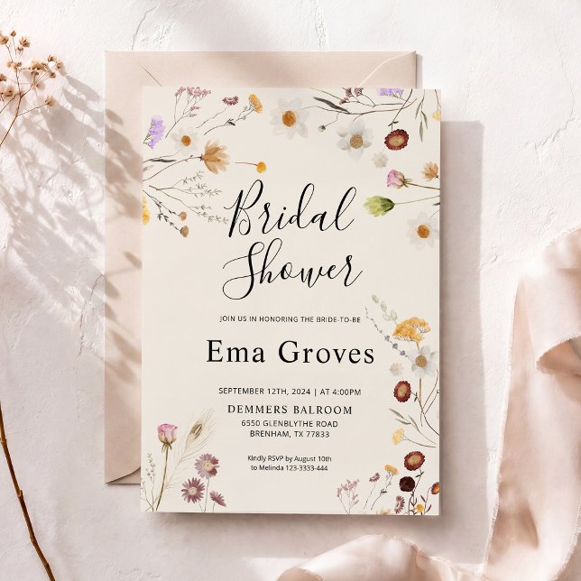 Invitación de Despedida de Soltera Boho Flor Silve (Subido por el creador)