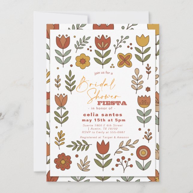 Invitación de Despedida de Soltera Boho Floral Fie (Anverso)