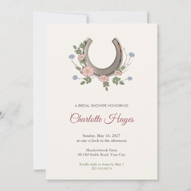 Invitación de Despedida de Soltera Boho Horseshoe (Anverso)