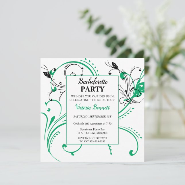 Invitación de Despedida de Soltera Botánica Chic (Anverso de pie)