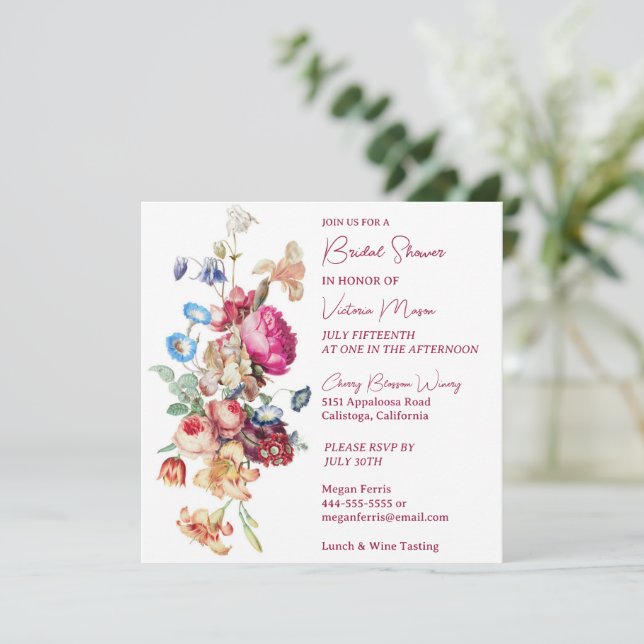 Invitación de Despedida de Soltera Botánica Hermos (Anverso de pie)