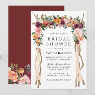 Invitación de Despedida de Soltera Burgundy Blush