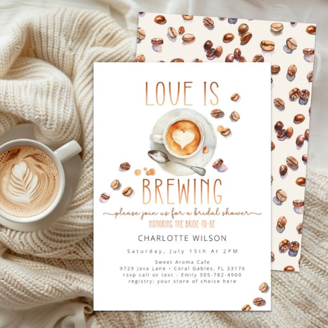 Invitación de Despedida de Soltera Café Love Is Br (Love Is Brewing Baby Shower)
