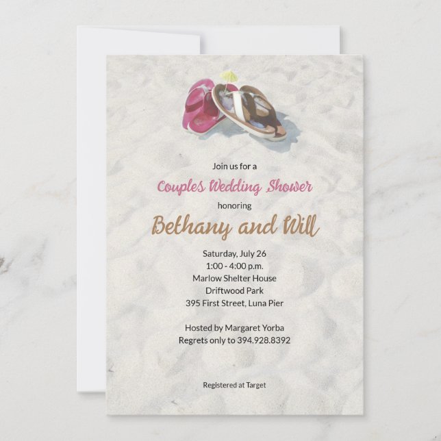 Invitación de Despedida de Soltera Chanclas en la  (Anverso)