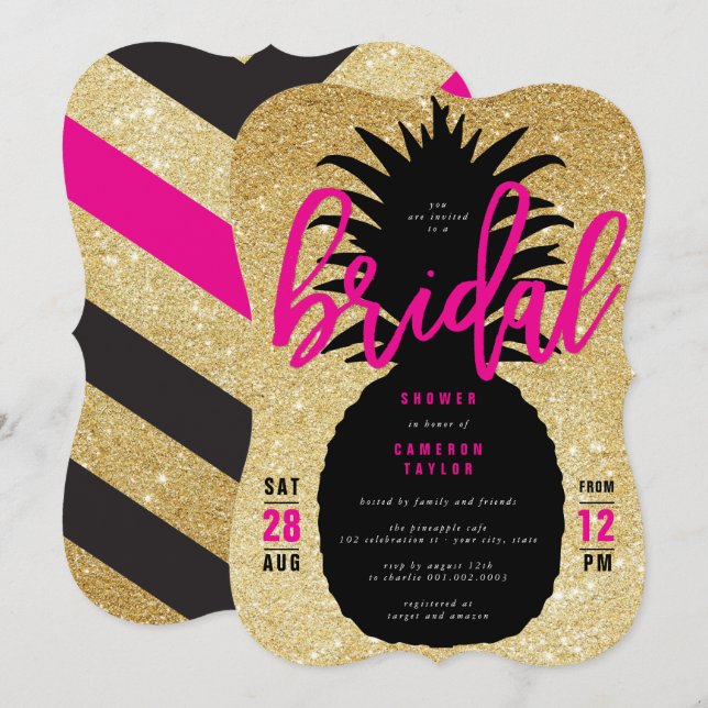 Invitación de Despedida de Soltera Chic de Piña co (Anverso / Reverso)
