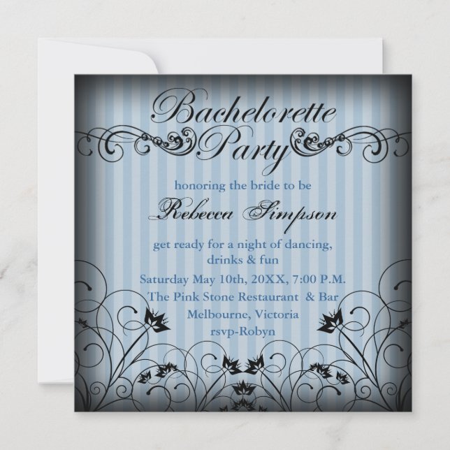 Invitación de Despedida de Soltera Chic Floral Neg (Anverso)
