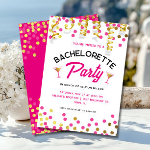 Invitación de despedida de soltera Chic Hot Pink &