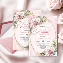 Invitación de Despedida de Soltera Chic Rosa Dorad