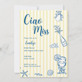 Invitación de Despedida de Soltera Ciao Miss