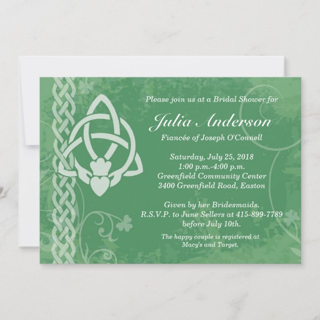 Invitación de Despedida de Soltera Claddagh de Irl (Anverso)