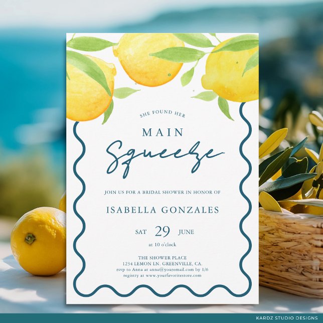 Invitación de Despedida de Soltera con Acuarela Am (The front of the invitation is shown at a 5x7 inch. Choose size, paper, + corner style.)