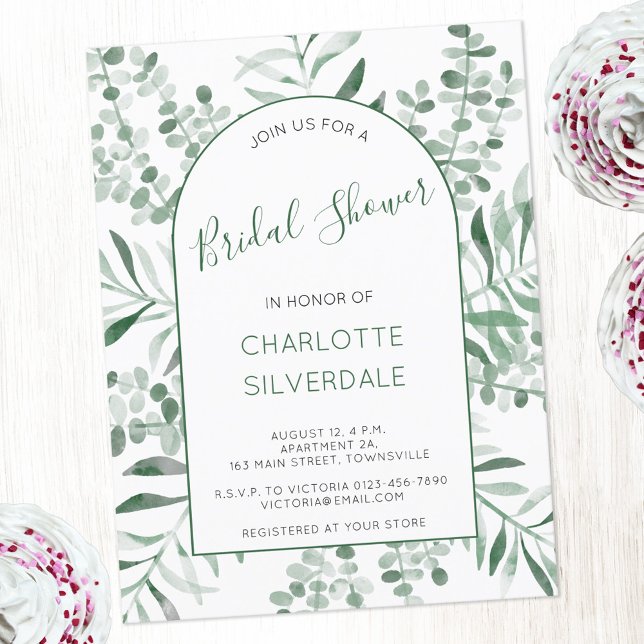 Invitación de Despedida de Soltera con Acuarela de (Eucalyptus greenery watercolor elegant bridal shower invitation )