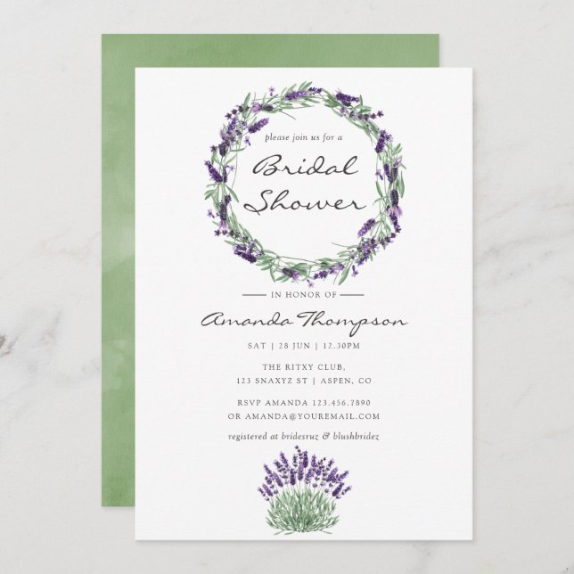 Invitación de Despedida de Soltera con Acuarela de (Anverso / Reverso)