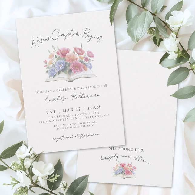 Invitación de Despedida de Soltera con Acuarela Fl (Floral Watercolor Book Bridal Shower Invitation )