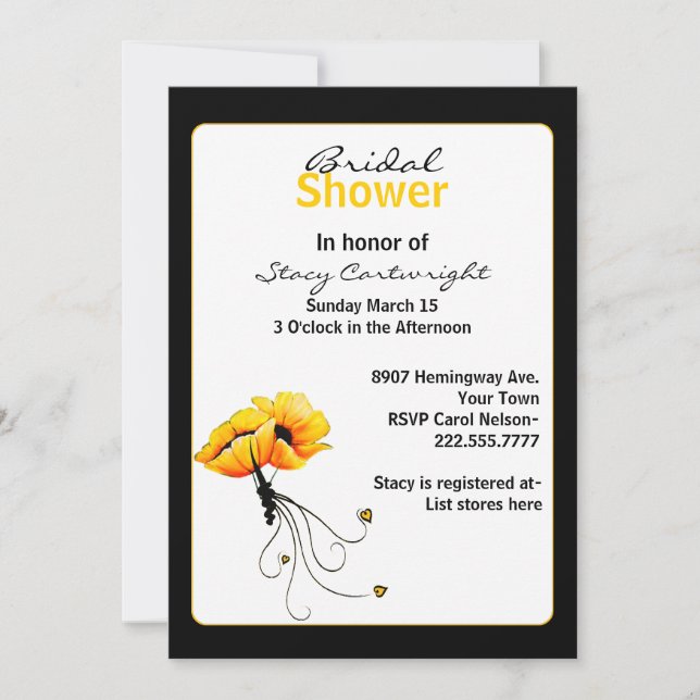 Invitación de Despedida de Soltera con Amapolas Am (Anverso)