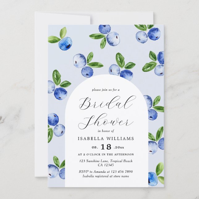 Invitación de Despedida de Soltera con Arándanos e (Anverso)