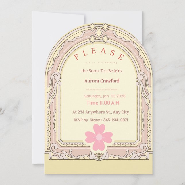Invitación de Despedida de Soltera con Arco | Flor (Anverso)