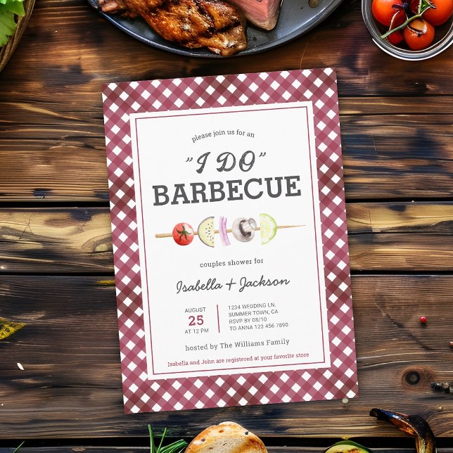 Invitación de Despedida de Soltera con Barbacoa Rú (The front of the invitation is shown at a 5x7 inch. Choose size, paper, + corner style.)