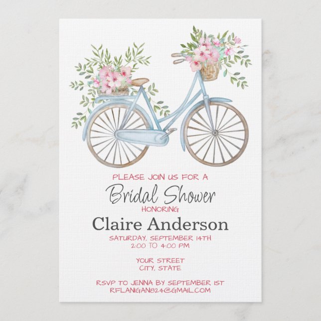 Invitación de Despedida de Soltera con Bicicleta F (Anverso)