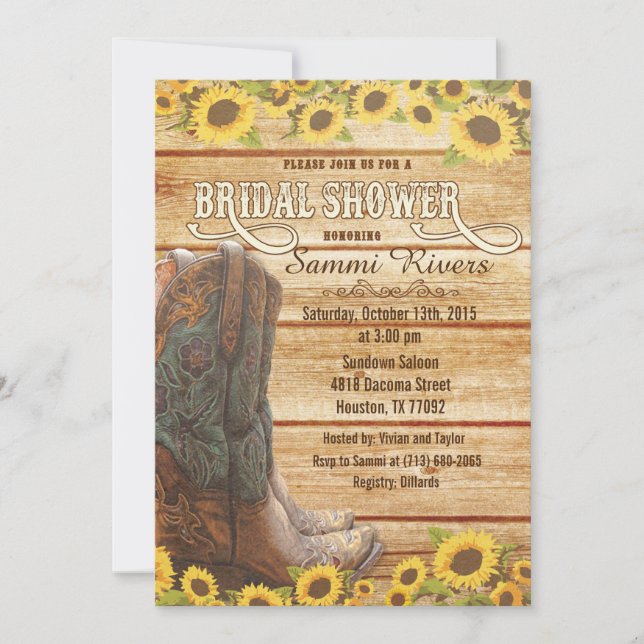 Invitación de Despedida de Soltera con Botas de Va (Anverso)