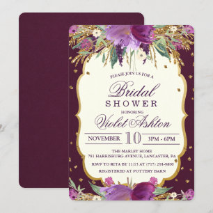 Invitación de Despedida de Soltera con Brillo Flor