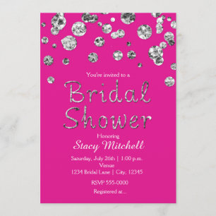 Invitación de Despedida de Soltera con Brillo Rosa