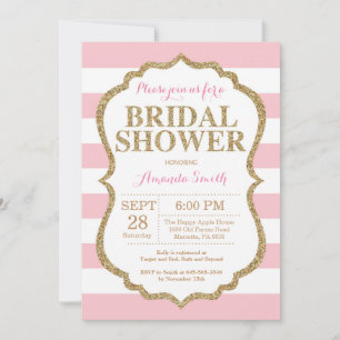 Invitación de Despedida de Soltera con Brillo Rosa