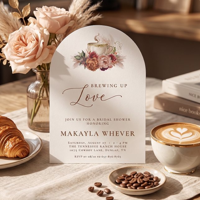 Invitación de Despedida de Soltera con Café Floral (Subido por el creador)