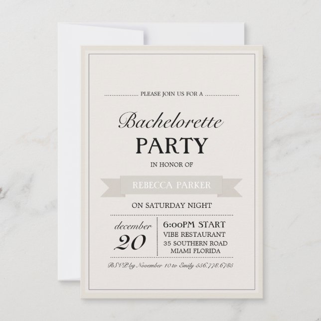 Invitación de despedida de soltera con cartel vint (Anverso)
