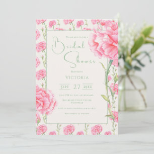 Invitación de Despedida de Soltera con Clavel Rosa