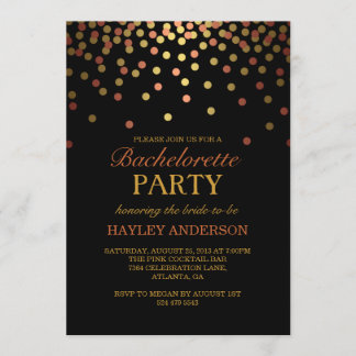 Invitación de despedida de soltera con confeti de