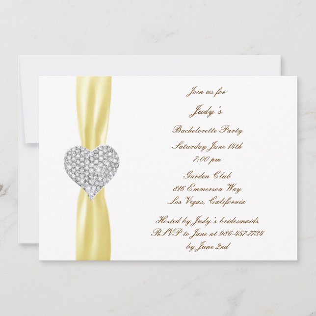 Invitación de despedida de soltera con corazón de  (Anverso)
