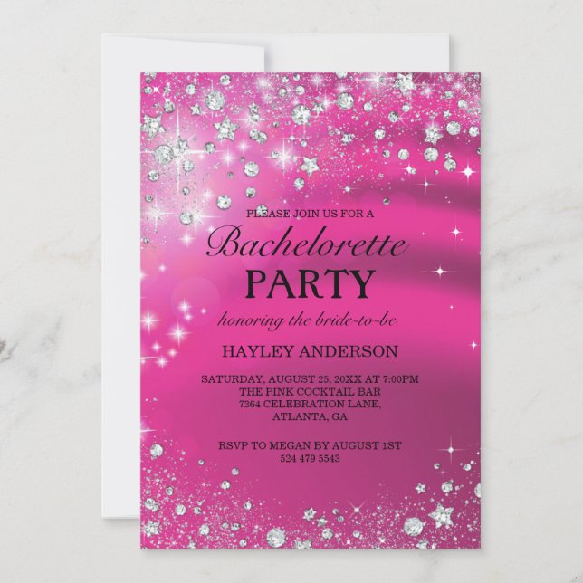 Invitación de despedida de soltera con diamante br (Anverso)