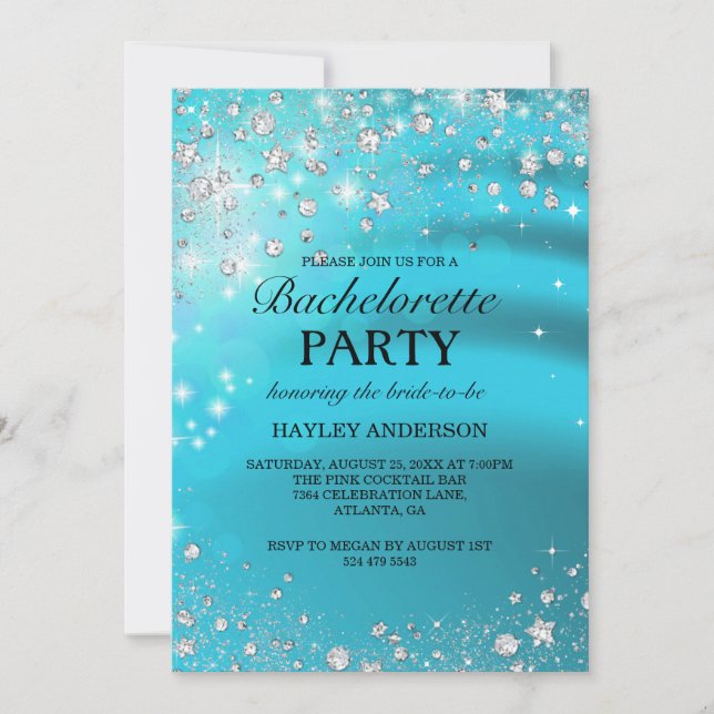 Invitación de despedida de soltera con diamante br (Anverso)