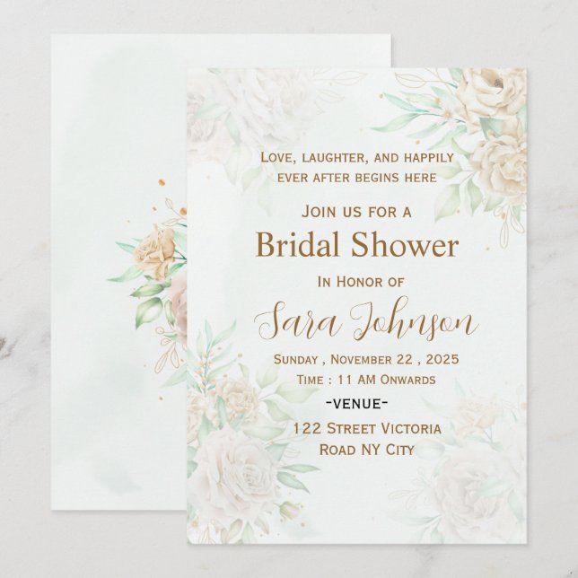 Invitación de Despedida de Soltera con Diseño Flor (Anverso / Reverso)