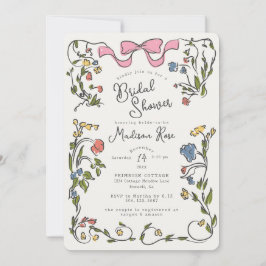 Invitación de Despedida de Soltera con Doodle Flor