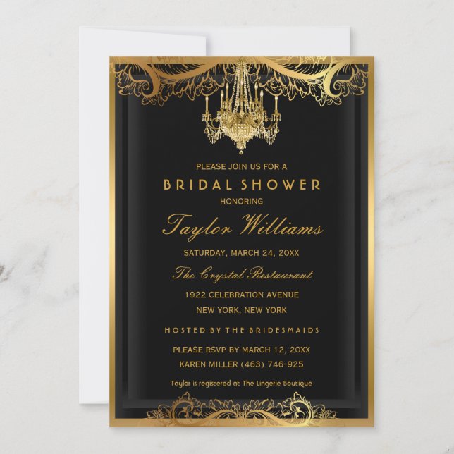 Invitación de Despedida de Soltera con Elegante Ca (Anverso)