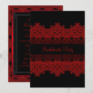 Invitación de despedida de soltera con encaje rojo